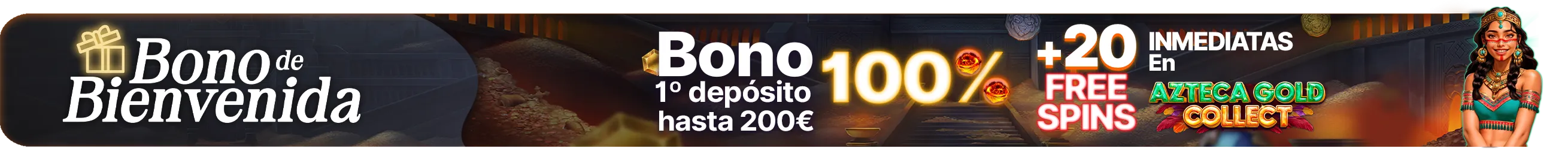 ¡Disfruta de tu bono de bienvenida + 20 Free Spins!