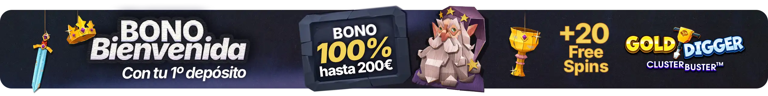 ¡Disfruta de tu bono de bienvenida + 20 Free Spins!