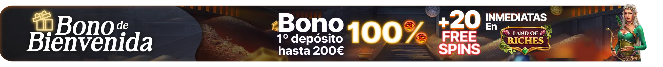 ¡Disfruta de tu bono de bienvenida + 20 Free Spins!